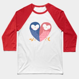 Owl Heart Couple Baseball T-Shirt